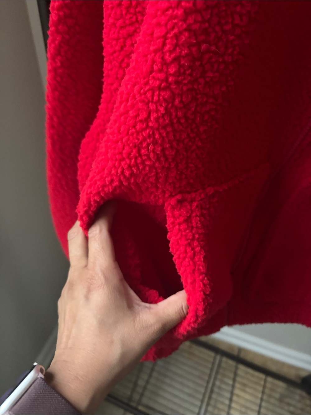 Old Navy Bright Red Sherpa Full-Zip Jacket - Picture 7 of 7